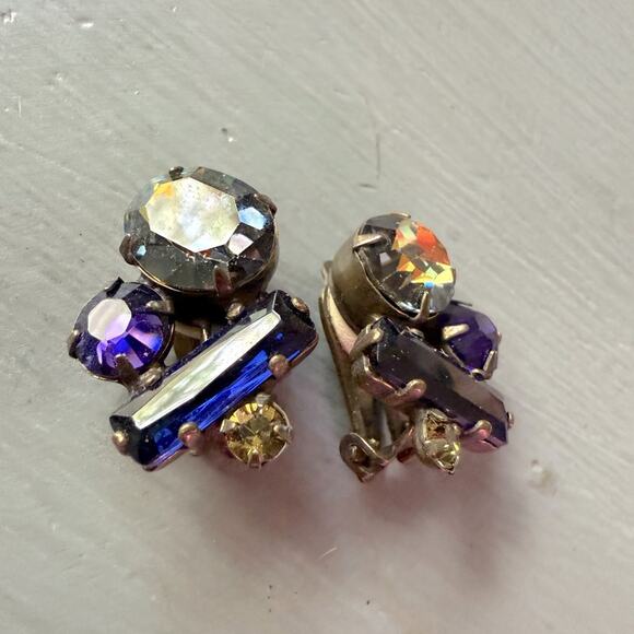 Sorrelli Crystal Clip On Brass Tone Earrings - Picture 6 of 8